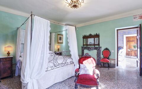 Villa Clara 20: Room, Property, Bedroom, Red, Bed, Green, House, Furniture, Interior Design, Yellow