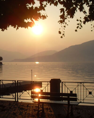 Montesole: Water, Sky, Atmosphere, Afterglow, Light, Mountain, Dusk, Sunset, Tree, Lake