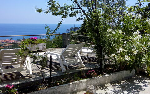 San Lorenzo al Mare 625: Plant, Sky, Property, Furniture, Water, Table, Flower, Flowerpot, Chair, Building