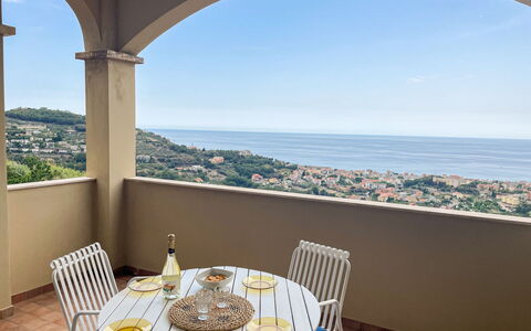 Pietra Ligure 612: Water, Sky, Plant, Building, Azure, Natural Landscape, Tree, Body Of Water, Beach, Terrain