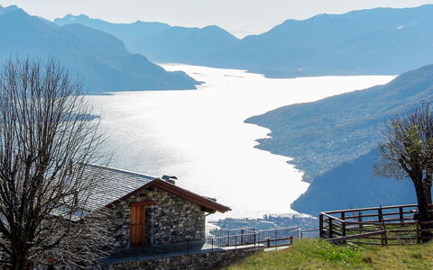 Gravedona 744: Sky, Water, Mountain, Plant, Ecoregion, Building, Nature, Azure, Natural Landscape, Highland
