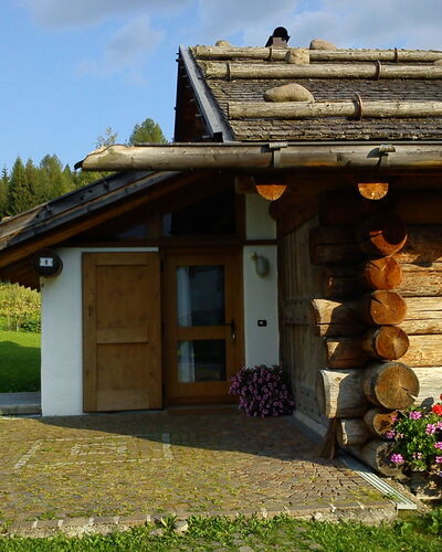 Chalet Baita Tabià Dolomites: Building, Plant, Sky, Property, Window, Flower, Tree, House, Cloud, Shade
