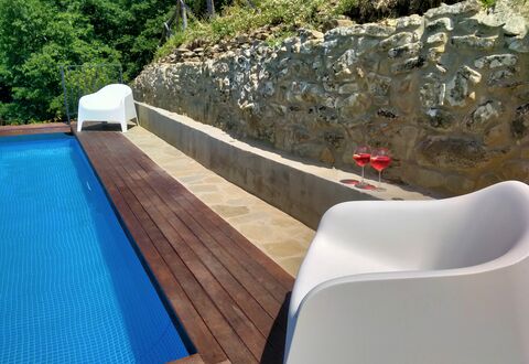 Villa Fusai: Swimming Pool, Property, Wall, Leisure, Design, Outdoor Furniture, Sunlounger, Furniture, Wood, Deck