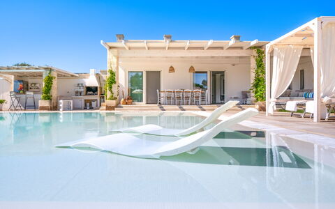 Villa Niraclo': Sky, Water, Swimming Pool, Building, Azure, Shade, Outdoor Furniture, House, Sunlounger, Leisure
