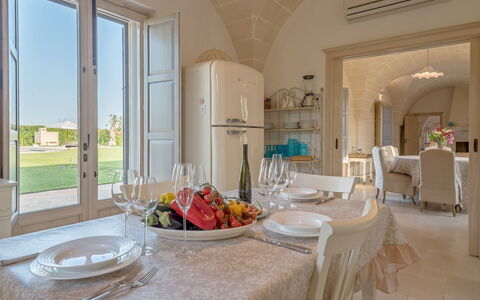 Masseria Villa Il Frantoio: Property, Room, Interior Design, Building, Furniture, Dining Room, Real Estate, Table, House, Home
