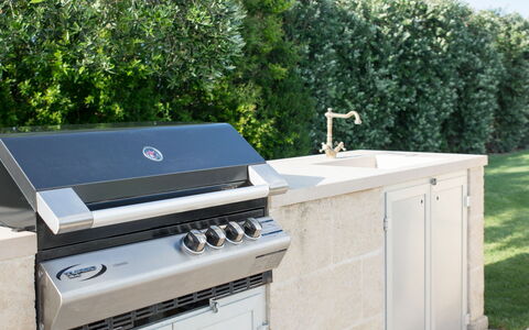 Masseria Villa Il Frantoio: Countertop, Property, Kitchen Appliance, Kitchen, Room, Gas Stove, Material Property, Stove, Home Appliance