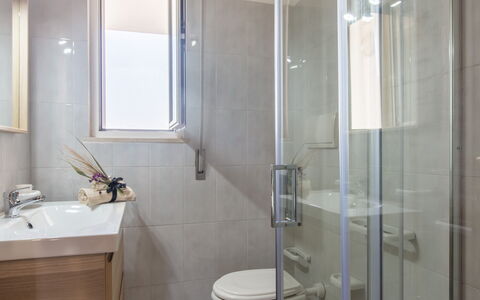 Villa Salento: Plumbing Fixture, Tap, Property, Sink, Building, Bathroom, Shower Door, Window, Bathroom Sink