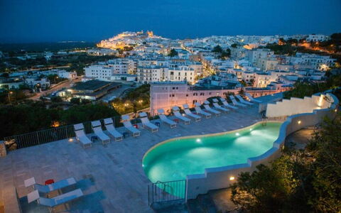Residence Montesarago: Water, Sky, Building, Swimming Pool, Blue, Azure, Tree, Dusk, Coastal And Oceanic Landforms, Landscape