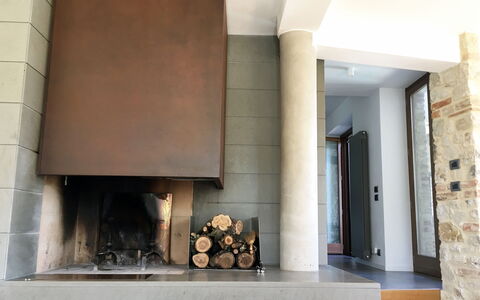 Casale De Conti: Hearth, Fireplace, Property, Room, Wall, Tile, Interior Design, House, Architecture, Floor