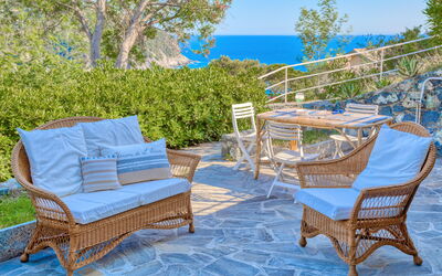 Il Giardino Sul Mare - Levanto: Furniture, Property, Patio, Outdoor Furniture, Real Estate, Room, Wicker, Table, House, Outdoor Table