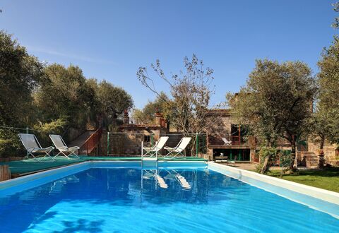 Stony Villa Volcano View: Water, Plant, Sky, Property, Building, Swimming Pool, Azure, Natural Landscape, Tree, Grass