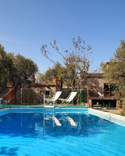 Stony Villa Volcano View: Water, Plant, Sky, Property, Building, Swimming Pool, Azure, Natural Landscape, Tree, Grass
