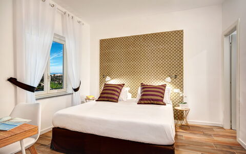 Sorrento Golden Apartment: Furniture, Property, Comfort, Building, Wood, Textile, Shade, Bed Frame, Interior Design, Floor