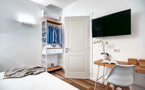 Sorrento Golden Apartment: Furniture, Property, Comfort, Wood, Interior Design, Flooring, Building, Floor, Shelving