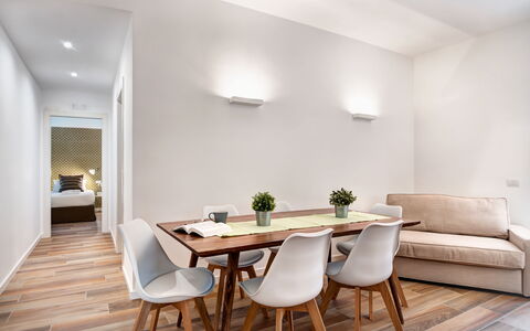 Sorrento Golden Apartment: Table, Property, Furniture, Plant, Couch, Comfort, Wood, Houseplant, Interior Design, Lighting