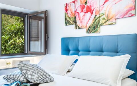 Loft In Sorrento: Flower, Property, Furniture, Couch, White, Plant, Green, Azure, Rectangle, Comfort