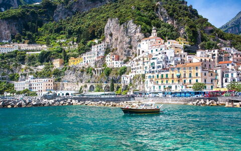 49 Little House: Water, Mountain, Building, Sky, Boat, Azure, Blue, Coastal And Oceanic Landforms, Body Of Water