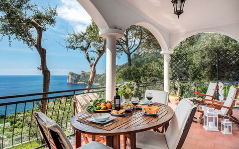 Medusa And The Seahorse Villa: Furniture, Table, Plant, Water, Property, Sky, Chair, Building, Tree, Interior Design