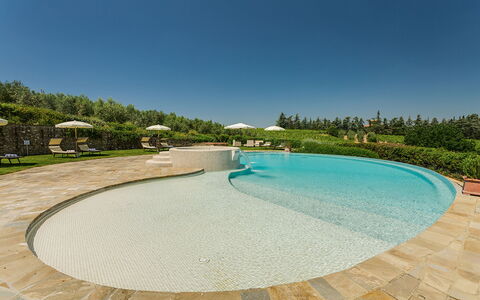 Villa Sole Del Chianti: Water, Sky, Swimming Pool, Azure, Plant, Tree, Leisure, Composite Material, Shade, Landscape