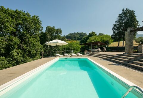 Grezzano Villa: Water, Plant, Sky, Property, Swimming Pool, Tree, Azure, Shade, Body Of Water, Grass