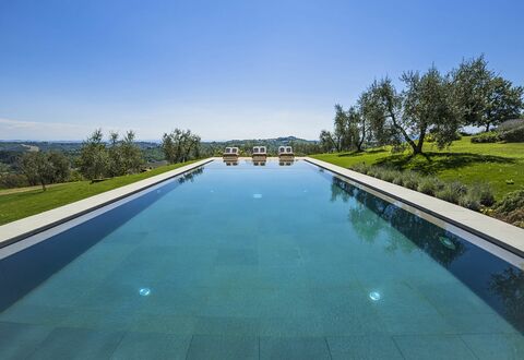 Villa Di Corazzano: Water, Plant, Sky, Water Resources, Property, Swimming Pool, Tree, Azure, Natural Landscape, Building