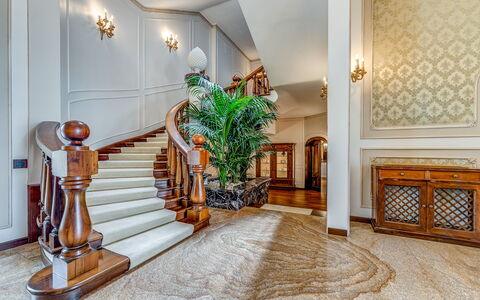 Villa Oria: Building, Plant, Stairs, Wood, Interior Design, Living Room, Flooring, Floor, Porch, Wall