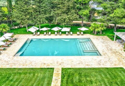 Villa Oria: Water, Plant, Property, Swimming Pool, Green, Rectangle, Tree, Shade, Grass, Outdoor Furniture