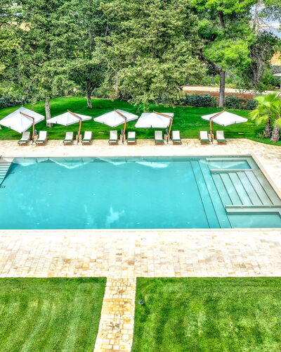 Villa Oria: Water, Plant, Property, Swimming Pool, Green, Rectangle, Tree, Shade, Grass, Outdoor Furniture