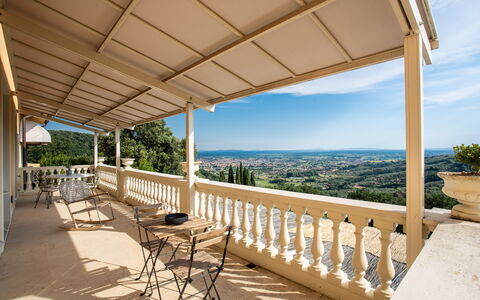 Villa Alfresco: Sky, Property, Daytime, Building, Table, Porch, Shade, Wood, Interior Design, Outdoor Furniture