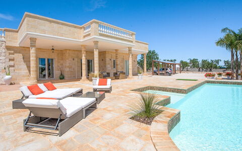 Villa Ofelia: Water, Sky, Property, Plant, Couch, Shade, Outdoor Furniture, Swimming Pool, Building, Leisure
