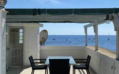 La Terrazza Di Santa Marinella: Sky, Water, Furniture, Chair, Azure, Building, Shade, Table, Cloud, Interior Design