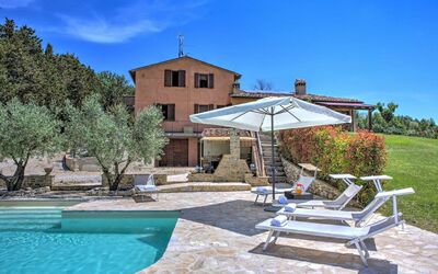 Villa Montone: Plant, Water, Sky, Building, Property, Azure, Swimming Pool, Outdoor Furniture, Tree, Cloud