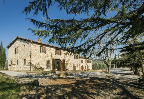 Villa Di Gaiole: Sky, Building, Plant, Window, Tree, Natural Landscape, House, Grass, Landscape, Cottage