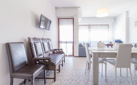 Cattolica Sea Loft: Furniture, Property, Table, Building, Chair, Picture Frame, Interior Design, Wood, Houseplant, Comfort