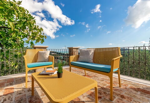 Villa Vagnini: Sky, Cloud, Plant, Furniture, Property, Table, Azure, Wood, Natural Landscape, Outdoor Furniture