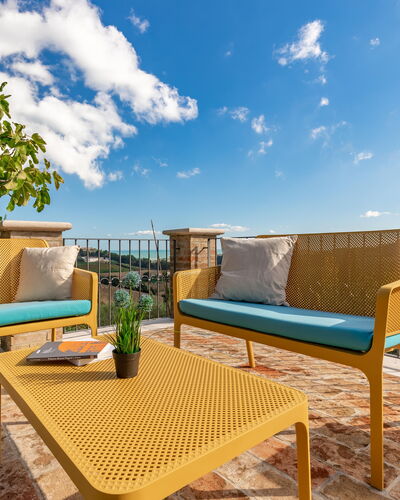 Villa Vagnini: Sky, Cloud, Plant, Furniture, Property, Table, Azure, Wood, Natural Landscape, Outdoor Furniture