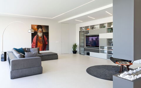 Villa Diodoro: Picture Frame, Furniture, Couch, Bookcase, Comfort, Living Room, Interior Design, Flooring, Floor