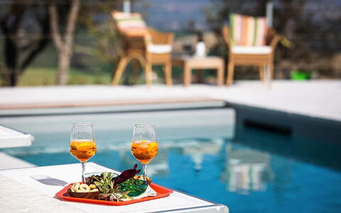 Villa Edelweiss: Food, Table, Tableware, Furniture, Water, Drinkware, Stemware, Chair, Wine Glass
