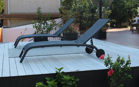 Tre Donne: Plant, Outdoor Furniture, Shade, Flower, Wood, Urban Design, Leisure, Tree, Roof