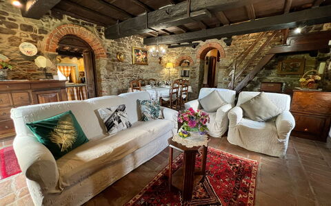 Villa Patrizia: Furniture, Couch, Table, Building, Interior Design, Picture Frame, Living Room, Decoration, Floor, Real Estate