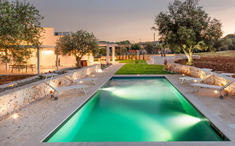 Trullo Under The Apulian Sky: Water, Plant, Sky, Property, Light, Building, Swimming Pool, Tree, Lighting, Body Of Water