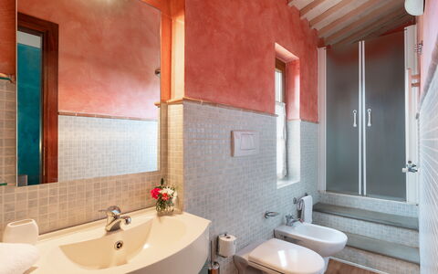 Villa Morellino: Mirror, Tap, Plumbing Fixture, Sink, Property, Bathroom Sink, Bathroom, Wood, Architecture, Interior Design