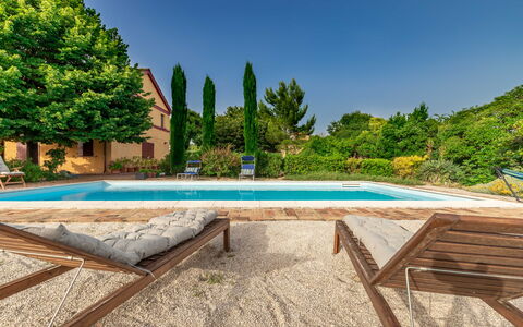 Casa Bellavista: Water, Sky, Plant, Swimming Pool, Building, Tree, Shade, Outdoor Furniture, House, Rectangle