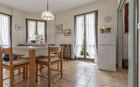 Conero Garden Apartment: Property, Window, Wood, Table, Lighting, Curtain, Interior Design, Door, Flooring