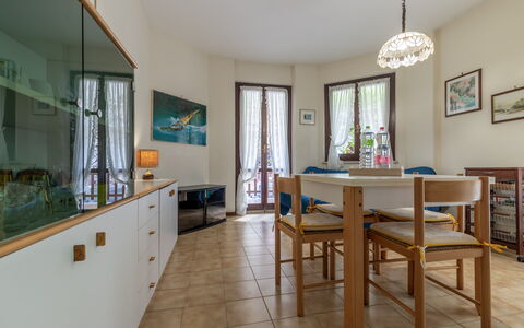 Conero Garden Apartment: Furniture, Property, Cabinetry, Picture Frame, Table, Window, Chair, Wood, Interior Design