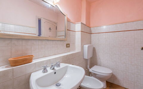 Borgo La Casina - Badia Agnano, Toscana: Mirror, Tap, Plumbing Fixture, Bathroom Sink, Sink, Building, Bathroom, Purple, Wood, Interior Design