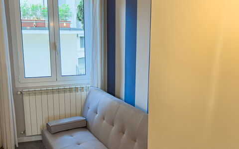 Apartment Tre - Diano Marina: Property, Couch, Comfort, Wood, Interior Design, Shade, Lamp, Flooring, Window, Floor