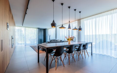 Villa Dalia Venezia: Table, Furniture, Wood, Interior Design, Chair, Flooring, Floor, Hardwood, Ceiling, Kitchen
