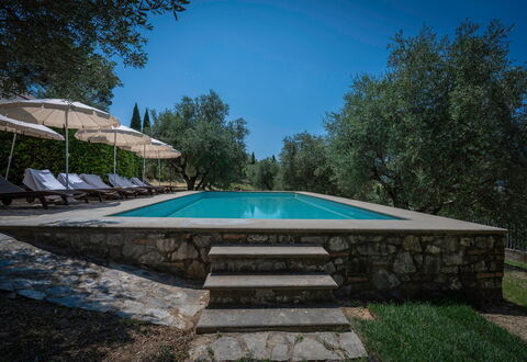 Villa Recanati, Val D'orcia, Private Pool, Jacuzzi: Water, Sky, Building, Plant, Swimming Pool, Shade, Tree, Rectangle, House, Outdoor Furniture