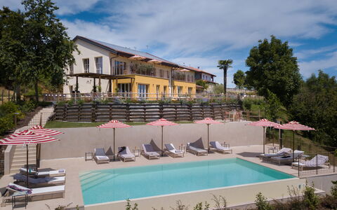 Casa Gallo - Roero - Langhe, Piemonte: Cloud, Sky, Water, Property, Plant, Building, Swimming Pool, Tree, Window, Shade